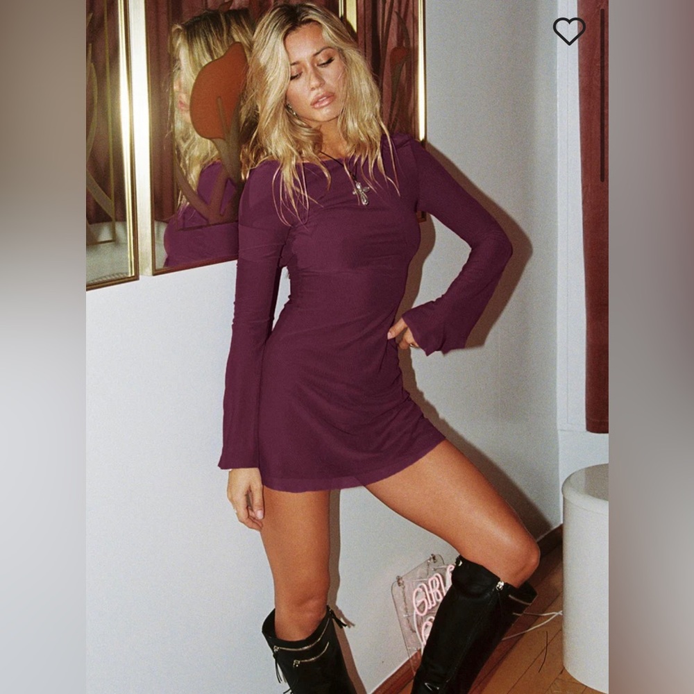 Princess Polly: LUKEA LONG SLEEVE MINI DRESS MAUVE